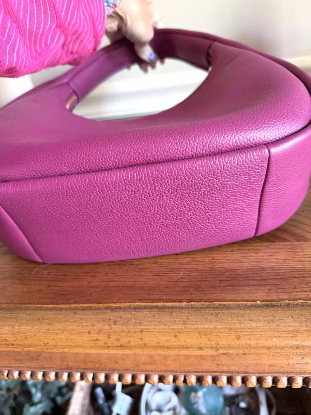Kate Spade NWOT Kayla large Crescent hobo pebble leather Bag in Dark Raspberry